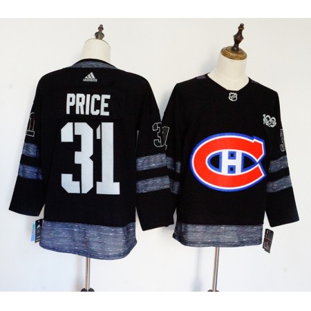 Men's Adidas Montreal Canadiens #31 Carey Price Black 1917-2017 100th Anniversary Stitched NHL Jersey