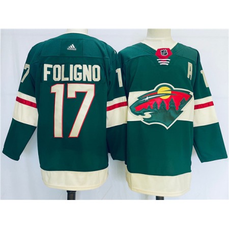 Men's Minnesota Wild #17 Marcus Foligno Green Stitched Jersey