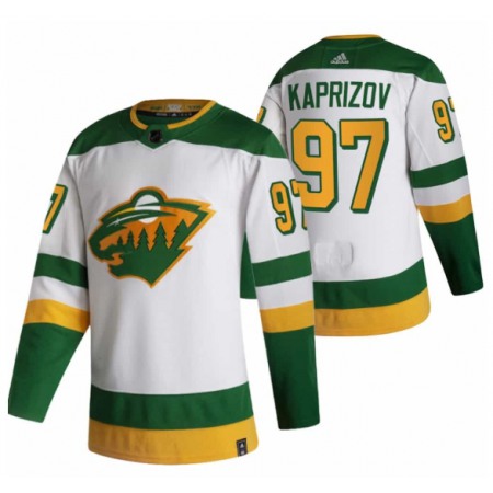 Men's Minnesota Wild #97 Kirill Kaprizov 2021 White Reverse Retro Stitched Jersey