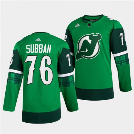 Men's New Jersey Devils #76 P.K. Subban Green Warm-Up St Patricks Day Stitched Jersey