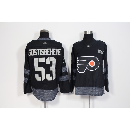 Men's Adidas Philadelphia Flyers #53 Shayne Gostisbehere Black 1917-2017 100th Anniversary Stitched NHL Jersey