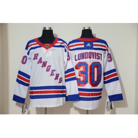 Men's New York Rangers #30 Henrik Lundqvist White Stitched NHL Jersey