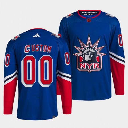 Men's New York Rangers Custom Blue 2022-23 Reverse Retro Stitched Jersey