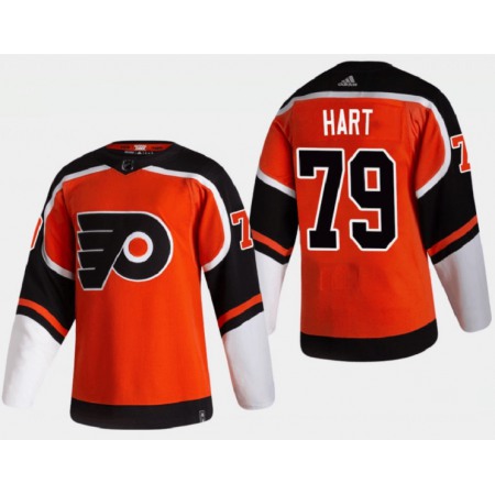 Men's Philadelphia Flyers #79 Carter Hart 2021 Orange Reverse Retro Stitched Jersey
