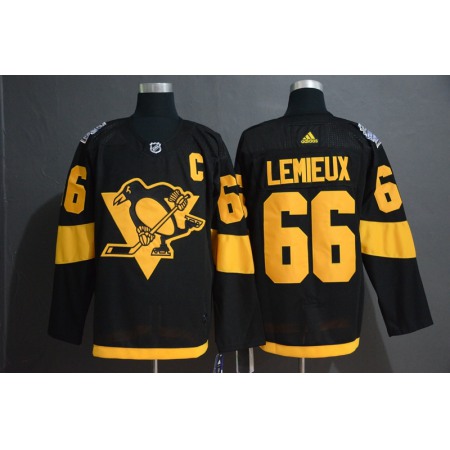 Men's Pittsburgh Penguins #66 Mario Lemieux Black 2019 Stadium Series Stitched NHL Jersey