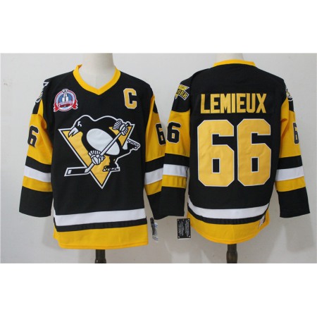 Men's Pittsburgh Penguins #66 Mario Lemieux Black Throwback CCM Stitched NHL Jersey