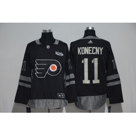 Philadelphia Flyers #11 Travis Konecny Black Men's 1917-2017 100th Anniversary Stitched NHL Jersey