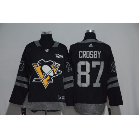 Pittsburgh Penguins #87 Sidney Crosby Black Men's 1917-2017 100th Anniversary Stitched NHL Jersey