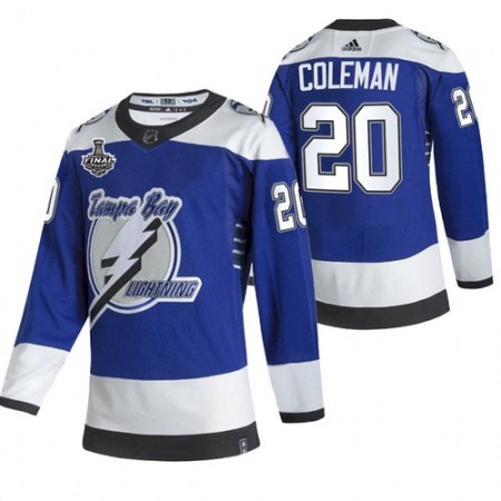 Men's Tampa Bay Lightning #20 Blake Coleman 2021 Blue Stanley Cup Final Bound Reverse Retro Stitched Jersey