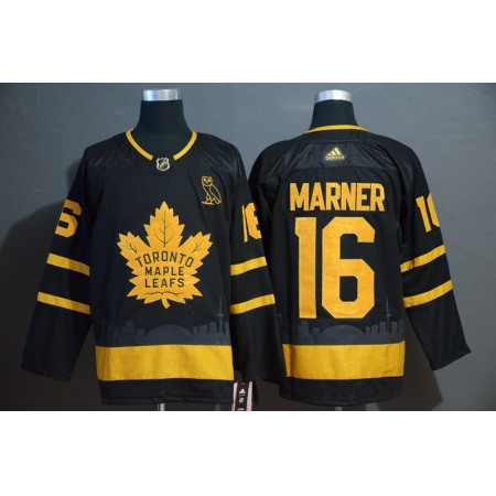 Men's Toronto Maple Leafs #16 Mitchell Marner Black Golden City Edition Stitched NHL Jersey