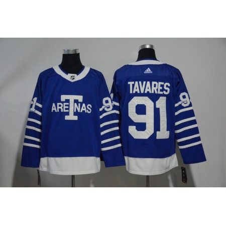 Men's Toronto Maple Leafs #91 John Tavares Blue 1918 Arenas Throwback Stitched NHL Jersey