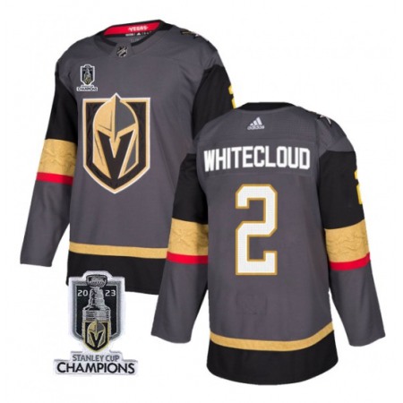 Men's Vegas Golden Knights #2 Zach Whitecloud Grey 2023 Stanley Cup Champions Stitched Jersey