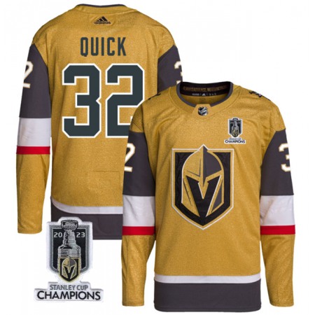 Men's Vegas Golden Knights #32 Jonathan Quick Gold 2023 Stanley Cup Champions Stitched Jersey