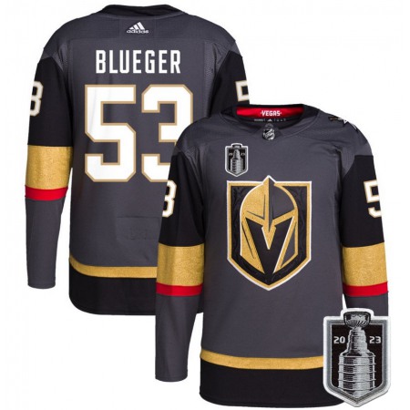 Men's Vegas Golden Knights #53 Teddy Blueger Gray 2023 Stanley Cup Final Stitched Jersey