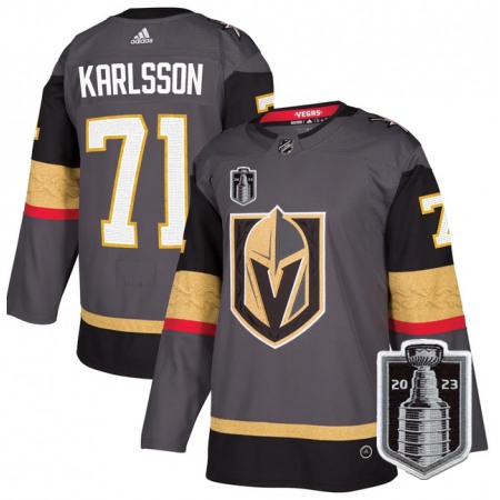 Men's Vegas Golden Knights #71 William Karlsson Gray 2023 Stanley Cup Final Stitched Jersey
