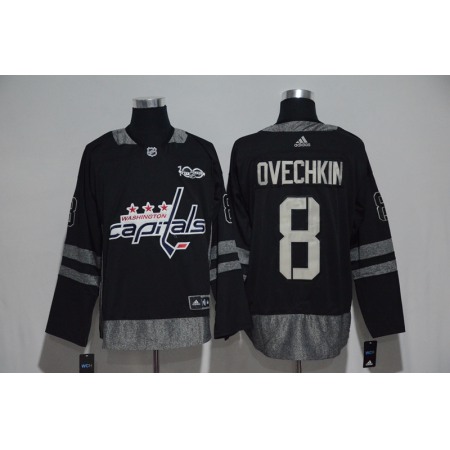 Washington Capitals #8 Alex Ovechkin Black Men's 1917-2017 100th Anniversary Stitched NHL Jersey