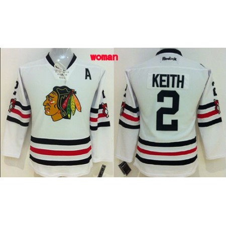 Blackhawks #2 Duncan Keith White 2015 Winter Classic Women's Stitched NHL Jersey