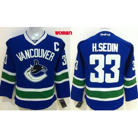 Canucks #33 Henrik Sedin Blue Home Women's Stitched NHL Jersey