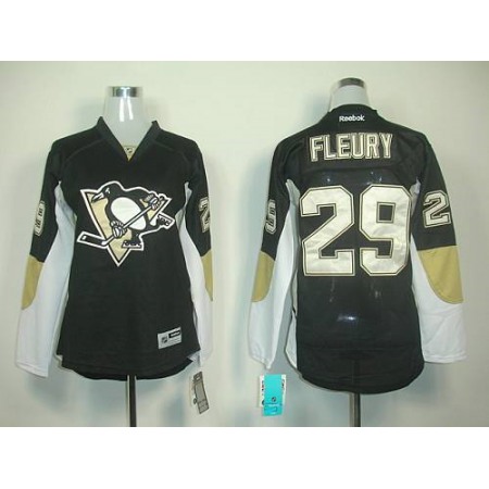 Penguins #29 Andre Fleury Black Women's Home Stitched NHL Jersey