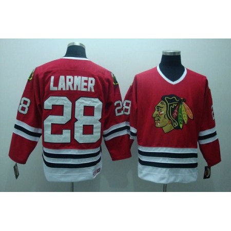 Blackhawks #28 Steve Larmer Stitched Red CCM Throwback NHL Jersey