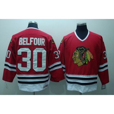 Blackhawks #30 ED Belfour Stitched Red CCM Throwback NHL Jersey