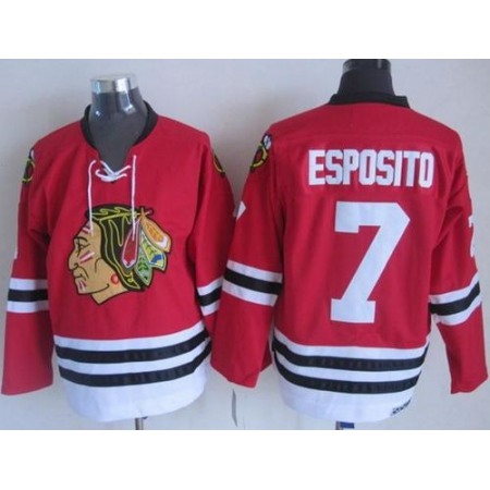Blackhawks #7 Tony Esposito Red CCM Throwback Stitched NHL Jersey