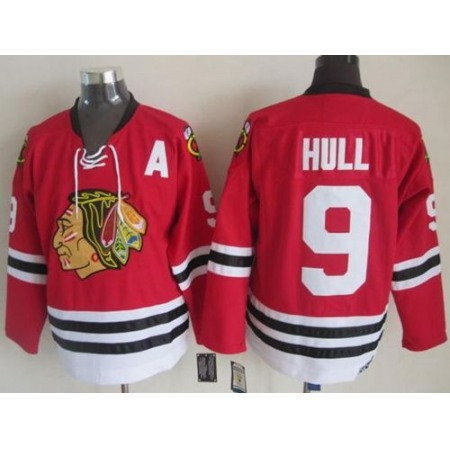 Blackhawks #9 Bobby Hull Red CCM Throwback Stitched NHL Jersey