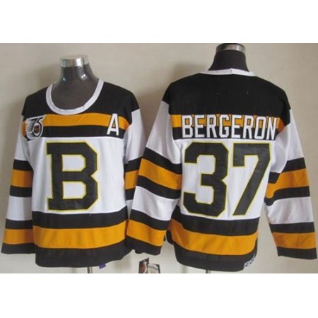 Bruins #37 Patrice Bergeron White CCM Throwback 75TH Stitched NHL Jersey