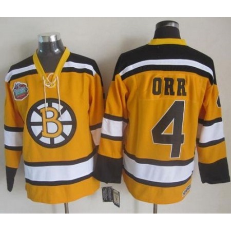 Bruins #4 Bobby Orr Yellow Winter Classic CCM Throwback Stitched NHL Jersey