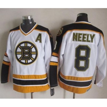 Bruins #8 Cam Neely White/Black CCM Throwback Stitched NHL Jersey