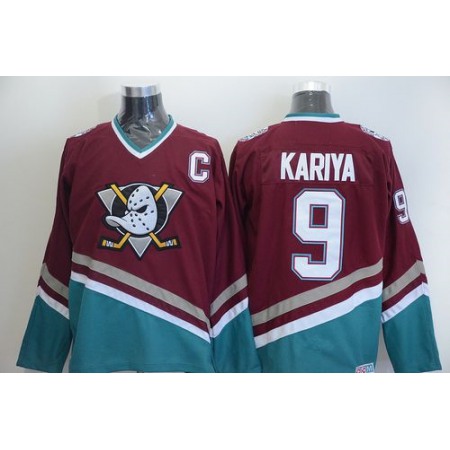 Ducks #9 Paul Kariya Red CCM Throwback Stitched NHL Jersey