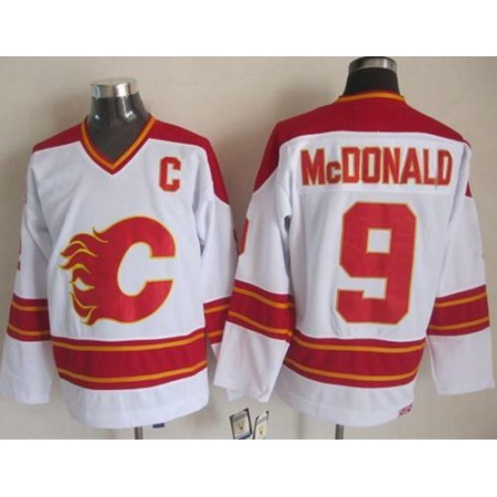 Flames #9 Lanny McDonald White CCM Throwback Stitched NHL Jersey