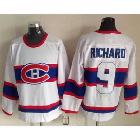 Canadiens #9 Maurice Richard White CCM Throwback Stitched NHL Jersey