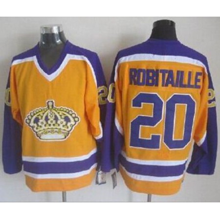 Kings #20 Luc Robitaille Yellow CCM Throwback Stitched NHL Jersey