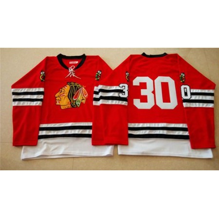 Mitchell And Ness 1960-61 Blackhawks #30 ED Belfour Red Stitched NHL Jersey