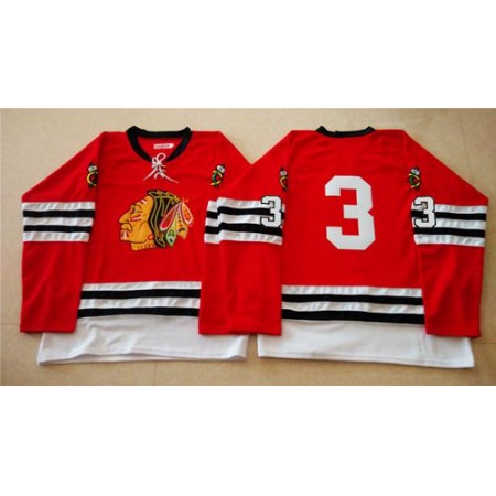 Mitchell And Ness 1960-61 Blackhawks #3 Keith Magnuson Red Stitched NHL Jersey