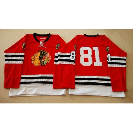 Mitchell And Ness 1960-61 Blackhawks #81 Marian Hossa Red Stitched NHL Jersey