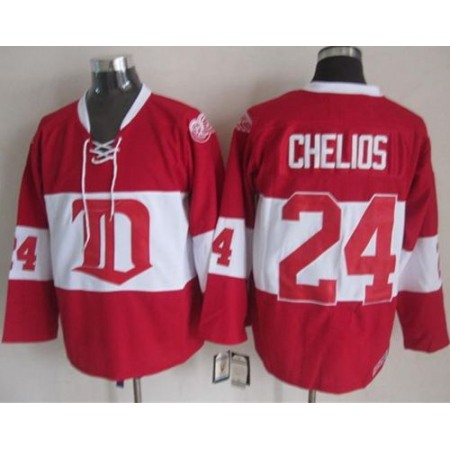 Red Wings #24 Chris Chelios Red Winter Classic CCM Throwback Stitched NHL Jersey