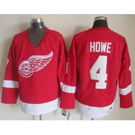Red Wings #4 Gordie Howe Red CCM Throwback Stitched NHL Jersey