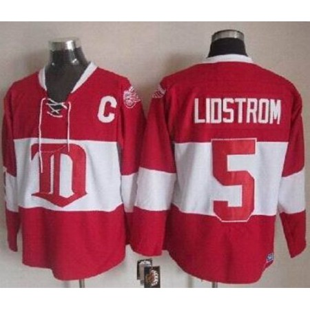 Red Wings #5 Nicklas Lidstrom Red Winter Classic CCM Throwback Stitched NHL Jersey
