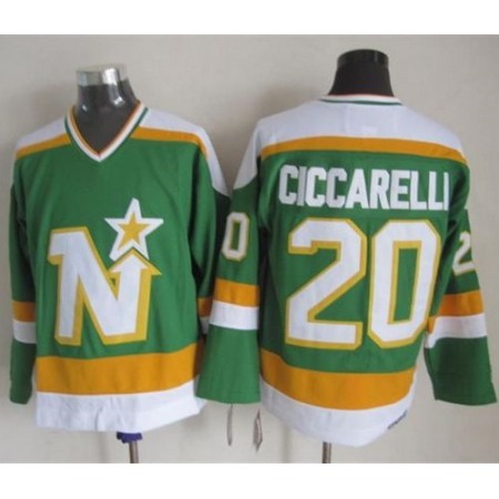 Stars #20 Dino Ciccarelli Stitched Green CCM Throwback NHL Jersey