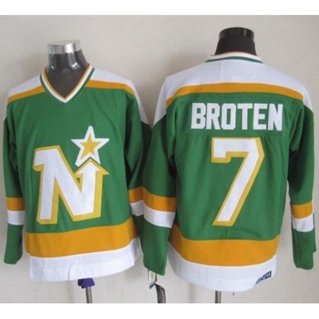 Stars #7 Neal Broten Stitched Green CCM Throwback NHL Jersey