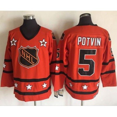 Islanders #5 Denis Potvin Orange All Star CCM Throwback Stitched NHL Jersey