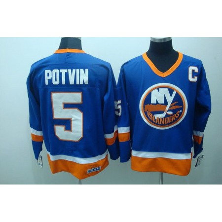 Islanders #5 Denis Potvin Stitched Baby Blue CCM Throwback NHL Jersey