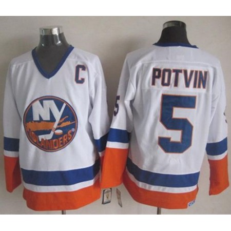 Islanders #5 Denis Potvin White CCM Throwback Stitched NHL Jersey