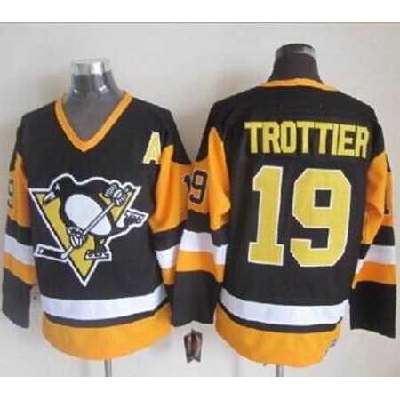 Penguins #19 Bryan Trottier Black CCM Throwback Stitched NHL Jersey