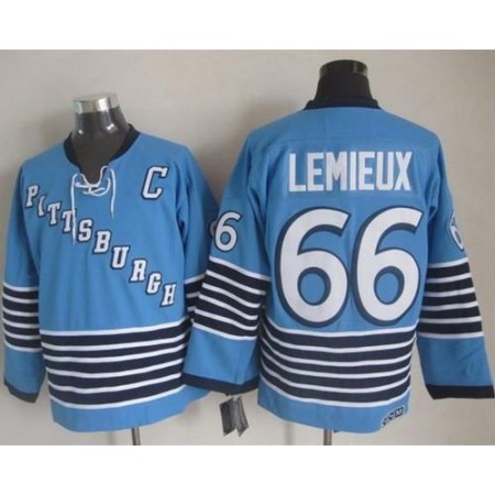 Penguins #66 Mario Lemieux Light Blue CCM Throwback Stitched NHL Jersey