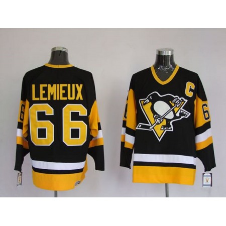 Penguins #66 Mario Lemieux Stitched Black Mitchell&Ness NHL Jersey