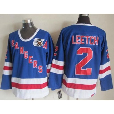 Rangers #2 Brian Leetch Blue CCM 75TH Stitched NHL Jersey