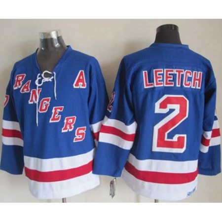 Rangers #2 Brian Leetch Light Blue CCM Throwback Stitched NHL Jersey